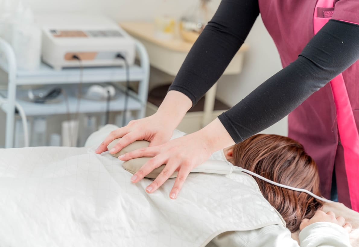 温熱療法を受けている様子